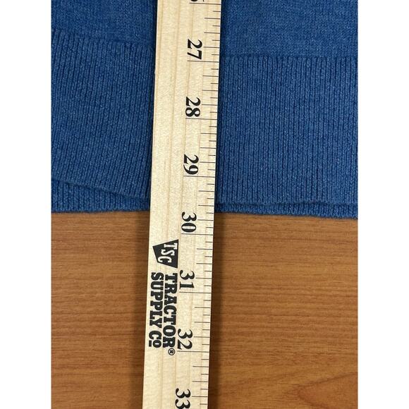 LL BEAN Vintage Cotton Cashmere Long Sleeve BLUE Polo Sweater LARGE TALL EUC - Picture 8 of 9